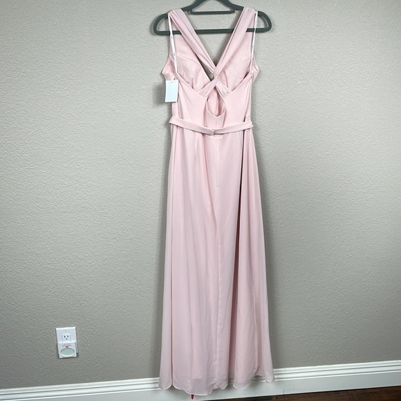 NWT Jenny Packham Chiffon Maxi Dress Gown Bridesmaid Twist Back JP1002 Blush 8 - Picture 5 of 13